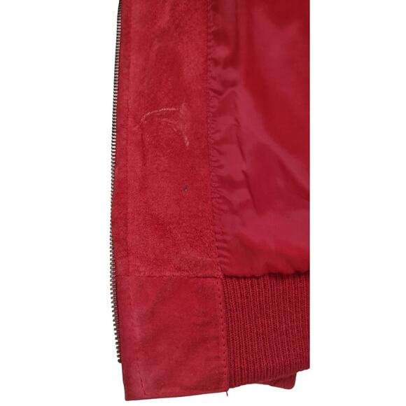 LUIS ALVEAR Vintage Red Suede Coat Size M Leather Bomber Jacket Oversized Unisex - Picture 10 of 15